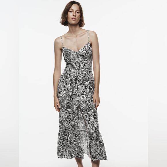 ZARA PRINTED RUSTIC MIDI DRESS - Picture 1 of 7